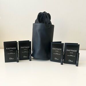 🌸DIOR Sauvage Eau Forte Parfum Vial Spray Sample 1mL x 4 with Travel Pouch